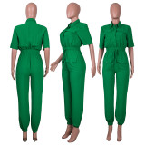 Cargo Pants Multi-pocket Micro-Stretch Fabric Casual Jumpsuit