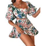 Summer Women's Plus Size Floral Short Sleeve Dress
