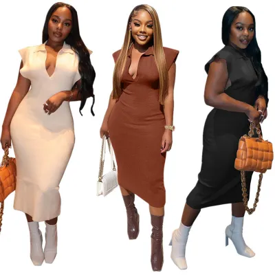 Women's Spring/Summer Thin Stretch Fleece Chic Sexy V-Neck Dress