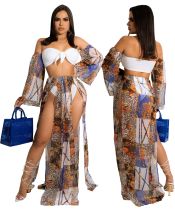 Women's Mesh Bikini Two Pieces Swimsuit Wrap Beach Dress Three Piece