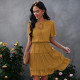 Women Summer Lace Up Collar Loose Ruffle Dress