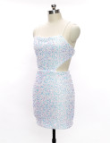 Summer Fashion Solid Straps Sequin Mini Dress