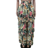 Summer Women's Fashion Print Ruffle tiered Skirt