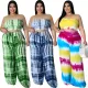 Plus Size Women's Print Positioning Print Chest Wrap Straight Pants Set