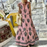Women Summer Sleeveless Boho Print Dress