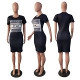 Women Casual Printed Short Sleeves Dress
