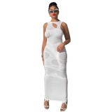 Women Sexy Mesh Cutout Slim Dress