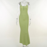 Women's 2022 Summer Chic Elegant Dress with Button Sling Fishtail Dress