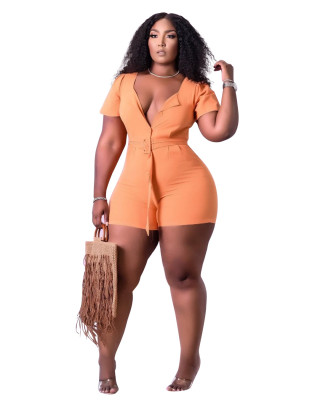 Plus Size Women Solid Jumpsuit (With Belt)