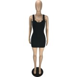 Fashion Solid Color Sexy Tight Fitting Stretch V-Neck Dress