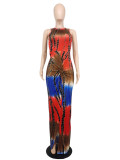 Sexy Colorful Tie Dye Print Fashion Knotted Slit Casual Dress