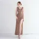 Women Big Beaded Beaded Slit Short Sleeve Sequined Long Fishtail Evening Dress