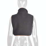 Autumn Trend Fashion Contrast Zipper Pocket Vest