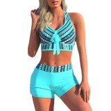 Plus Size Tank High Waist boxes printed Swimwear