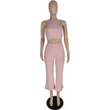 Women Solid Vest And Flared Pants Two-Piece Set