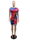 Women's Tie Dye Letter Print Fashion Casual Dress