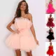 Women Strapless mesh bow tutu dress