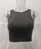 Summer Casual Pullover Round Neck Slim Fit Women's Sleeveless Crop Tank
