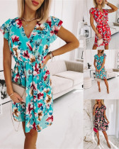 Women Summer Print Short Sleeve Dress
