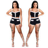 Women's Summer Suspender Contrast Sexy Slim Waist Two Piece