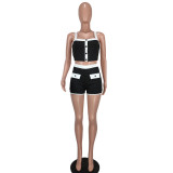 Women's Summer Suspender Contrast Sexy Slim Waist Two Piece