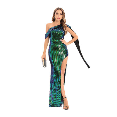 Sexy Low Back Sequin Long Dress Sexy Stretch Evening Dress