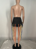 Women's Nightclub Ribbon Wearing Fringe Denim Shorts