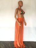 Summer Shiny Bra High Waist Sheer Casual Sexy Mesh Cover Up Skirt