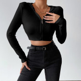 Hooded Zipper Long Sleeve Top Summer Women's 2022 Slim Fit Sexy Casual