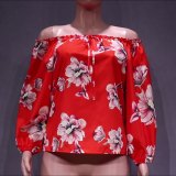 Women Chic Sexy Off Shoulder Loose Print Top