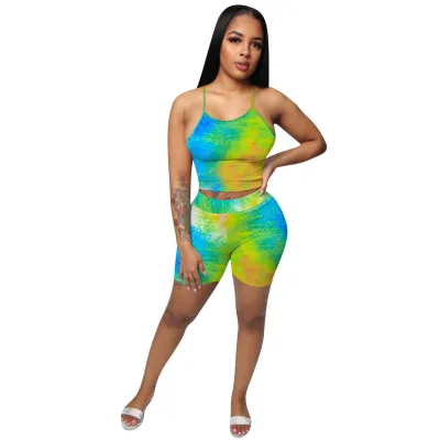 Women's Tie Dye Printed Sling Sexy Suit