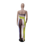 Women's Positioning Print Colorblock Ribbed Suit