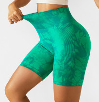 Tie Dye Seamless Yoga Shorts High Waist Tummy Sports Gym Shorts Butt Lift Tight Fitting Pants
