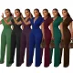 Women Solid Slim Sleeveless V neck Jumpsuit