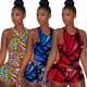 Spring/Summer Women's Multicolor Butterfly Print Sports Tank Top Shorts Set Two-piece Set