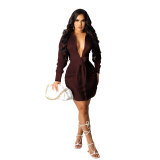 Women's Cute Chic Shiny Lace-Up Shirt Dress