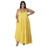 Summer Women's Plus Size Dress Sexy Sling Long Smocked Dress