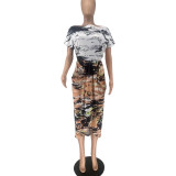 Women's Printed Off Shoulder Striped Fashion Slim Dress