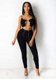 Women's Pleated Lace-Up Sexy Pants Suits