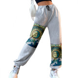 Women Fashion Casual Print Trend Sweatpants