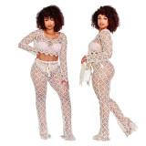 Fashion Sexy Lace Micro Bell Bottom Pants Tight Fitting Set Without Underwear Panties