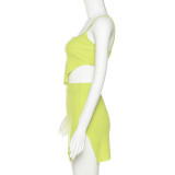 Summer Women's Sling Crop Vest High Waist Bodycon Slit Skirt Women Two Piece Set
