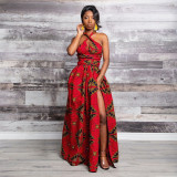 Nightclub Digital Printing Irregular Plus Size Multi-Way Elastic African Maxi Dress For Women