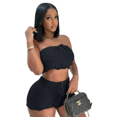 Women sexy sweater two piece set