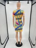 Fashion Casual Letter Positioning Print Bodycon Dress