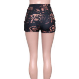 women's casual stretch snake print shorts