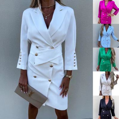 Women Suit Collar Slim Fit Double Breasted Jacket