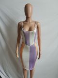 Women's Summer Fashion Sexy Print Straps Midi Bodycon Dress