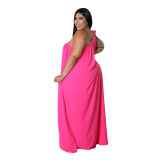 Fashion One Shoulder Loose Comfort Swing Lace-Up Dress Plus Size Dress