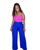 Women's Fashion Solid Color Straight Trousers High Waist Wide Leg Casual Pants